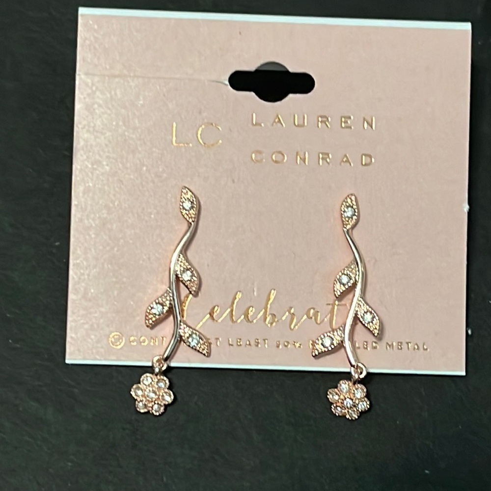 NWT Lauren Conrad Simulated Crystal Nickel Free Vine Drop Earrings